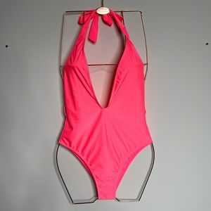 Hot Miami Styles small orange/pink one piece swimsuit